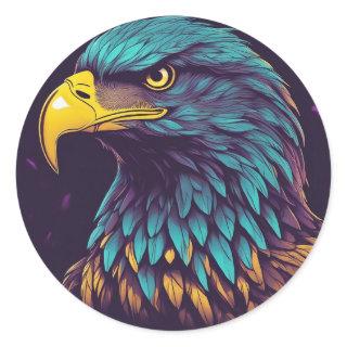 Majestic Eagle in vibrant Colors Classic Round Sticker