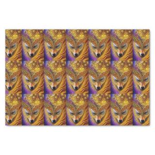 Majestic Golden She Wolf Fantasy AI Art Print Tissue Paper