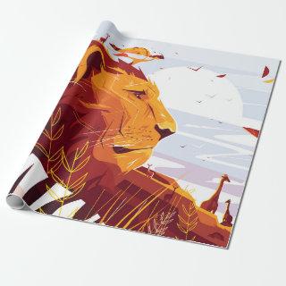 Majestic lion on safari King of beasts lying and g
