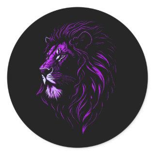 Majestic Lion's Face Classic Round Sticker