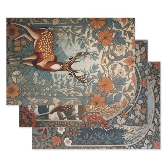 Majestic Stag William Morris Inspired Floral  Sheets