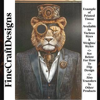 Majestic Steampunk Lion In Suit AC1 Decoupage Tissue Paper