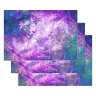 Majestic Teal Purple Starry Space Nebula  Sheets