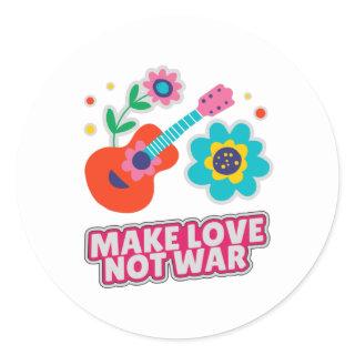 Make love not war classic round sticker
