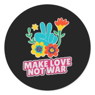 Make love not war classic round sticker
