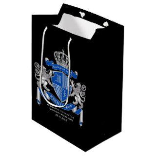 Make Your Own Coat of Arms Blue Silver Lion Emblem Medium Gift Bag