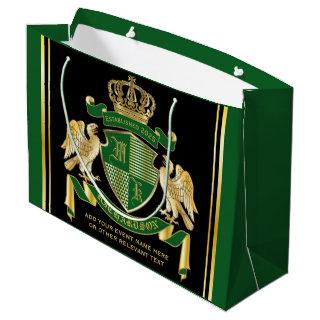 Make Your Own Coat of Arms Green Gold Eagle Emblem Large Gift Bag
