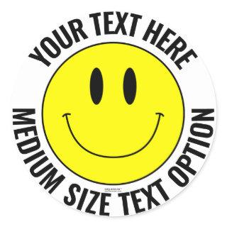 Make Your Own Smilie Round Sticker (Medium Text)