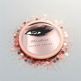 Makeup Artist Glitter  Eyelashes Brown Beauty Classic Round Sticker