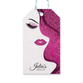 Makeup with glitter effect gift tags