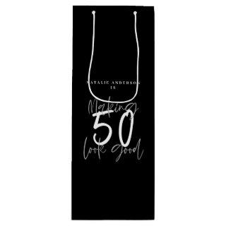 Making 50 look good birthday celebration wine gift bag
