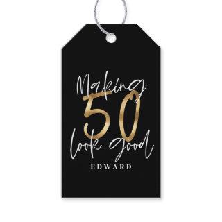 Making 50 look good gold birthday thank you gift tags