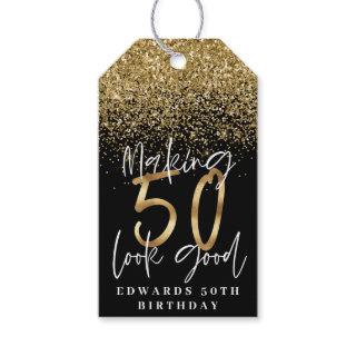 Making 50 look good gold birthday thank you gift tags
