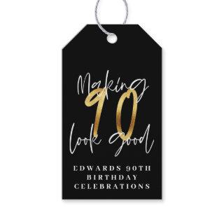 Making 90 look good gold birthday thank you gift tags