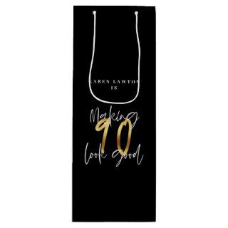 Making 90 look good gold birthday  wine gift bag