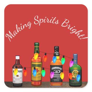 Making Spirits Bright Christmas Cocktails Square Sticker