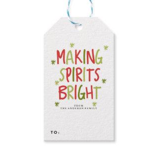 MAKING SPIRITS BRIGHT holiday christmas Gift Tags