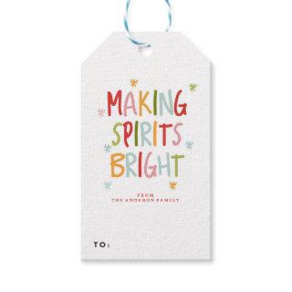 MAKING SPIRITS BRIGHT holiday christmas Gift Tags