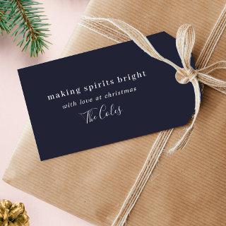 Making Spirits Bright Navy Blue Minimal Christmas Gift Tags