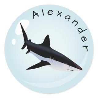 Mako Shark in a  Bubble  Personalize Classic Round Sticker