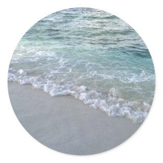 Maldives Sea Waves Sand Blank Template Nature Classic Round Sticker