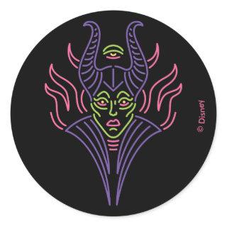 Maleficent | Neon Face Classic Round Sticker