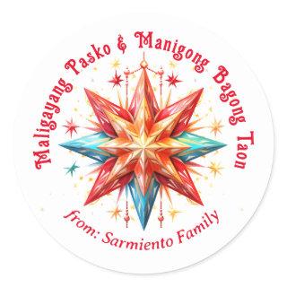 Maligayang Pasko at Manigong Bagong Taon Classic Round Sticker