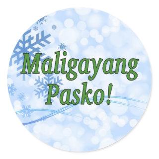 Maligayang Pasko! Merry Christmas in Tagalog gf Classic Round Sticker