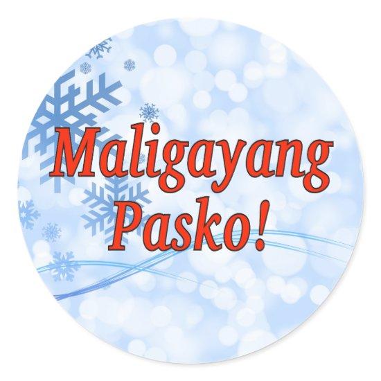 Maligayang Pasko! Merry Christmas in Tagalog rf Classic Round Sticker