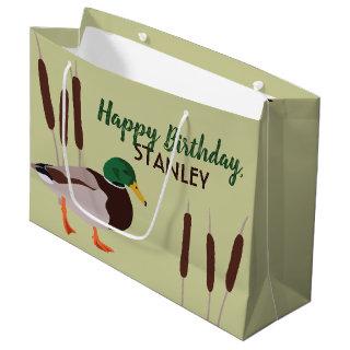 Mallard Duck Realistic Illustration Personalized Large Gift Bag