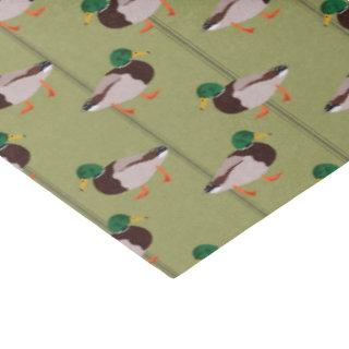 Mallard Ducks Illustrations on Olive Green Tissue Paper