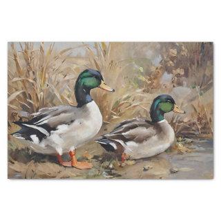 Mallard Ducks Watercolor Decoupage  Tissue Paper