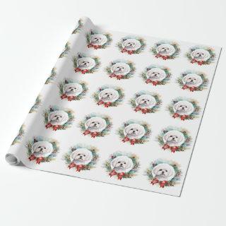 Maltese Christmas Wreath Festive Pup