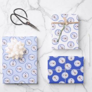 Maltese Painting Blue Bow Cute Original Dog Art  Sheets