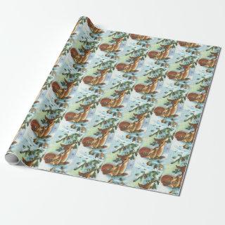 Mama and Baby Deer Pattern Retro Christmas