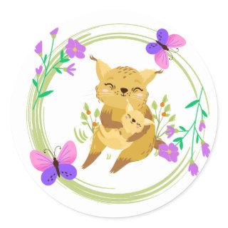 Mama and baby lynx/wildcat sticker
