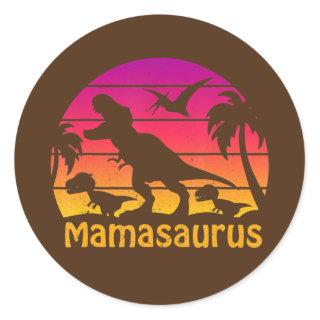 MAMASAURUS T Rex Dinosaur Funny Mama Saurus Classic Round Sticker