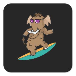 Mammut surft mit Sonnenbrille Square Sticker