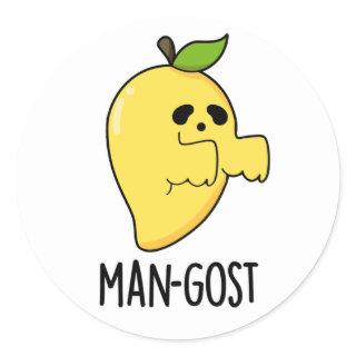 Man-gost Funny Halloween Mango Ghost Pun  Classic Round Sticker
