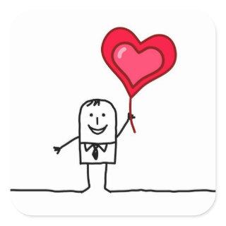 Man & Heart Square Sticker