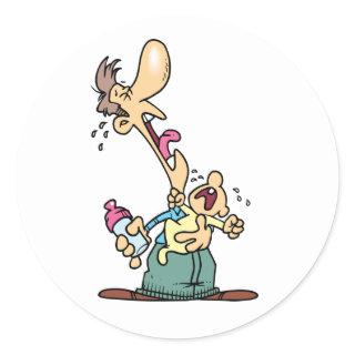 Man Holding A Crying Baby Stickers