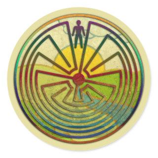 MAN IN THE MAZE landscape + your background Classic Round Sticker