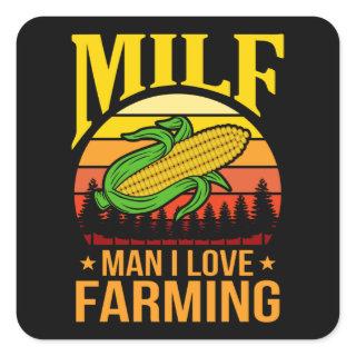 Man Love Corn On the Cob Day Funny Corn Meme Pun Square Sticker