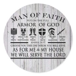 Man Of Faith Armor Of God Classic Round Sticker