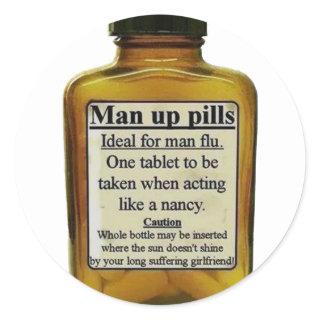 Man Up Pills Classic Round Sticker