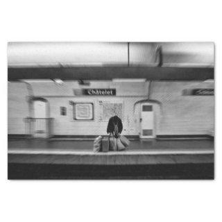 Man with shopping bags in subway (Chatelet) Tissue Paper