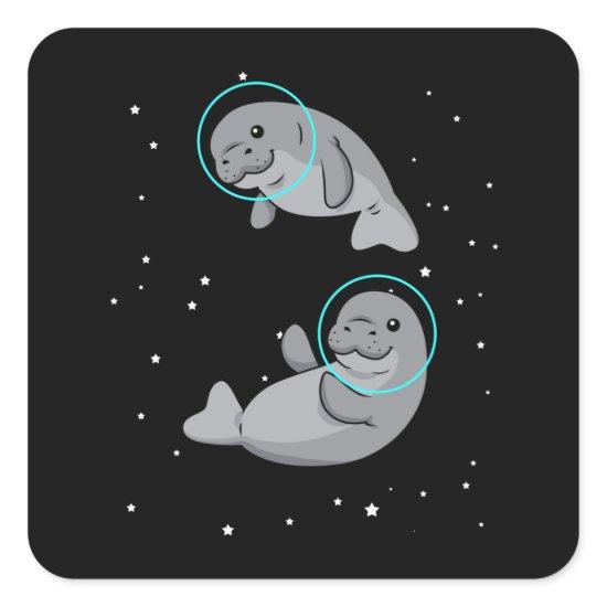 Manatee Astronaut Gift Women Space Manatee Square Sticker