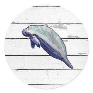 Manatee Painting Ocean Party Thank You Stickers