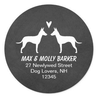 Manchester Terrier Silhouettes Love Return Address Classic Round Sticker