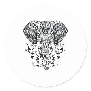 Mandala Elephant Classic Round Sticker